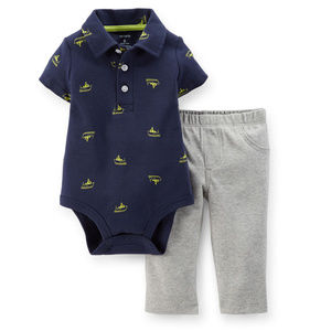 Carters Baby Boy Polo Bodysuit Pant Set Clothes